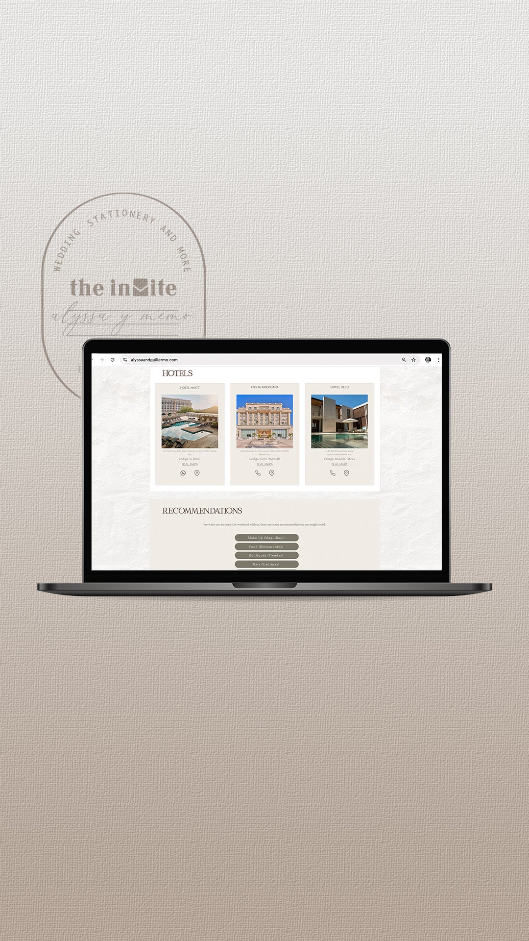 Invitación en website